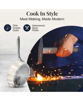 Hammered Cream 15-Piece Nonstick Cookware and Bakeware Set