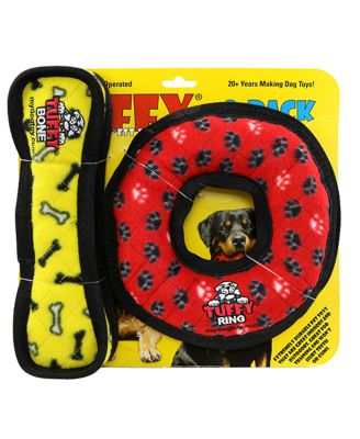 Medium Red Ring-Yellow Bone 2 Pack, Dog Toy