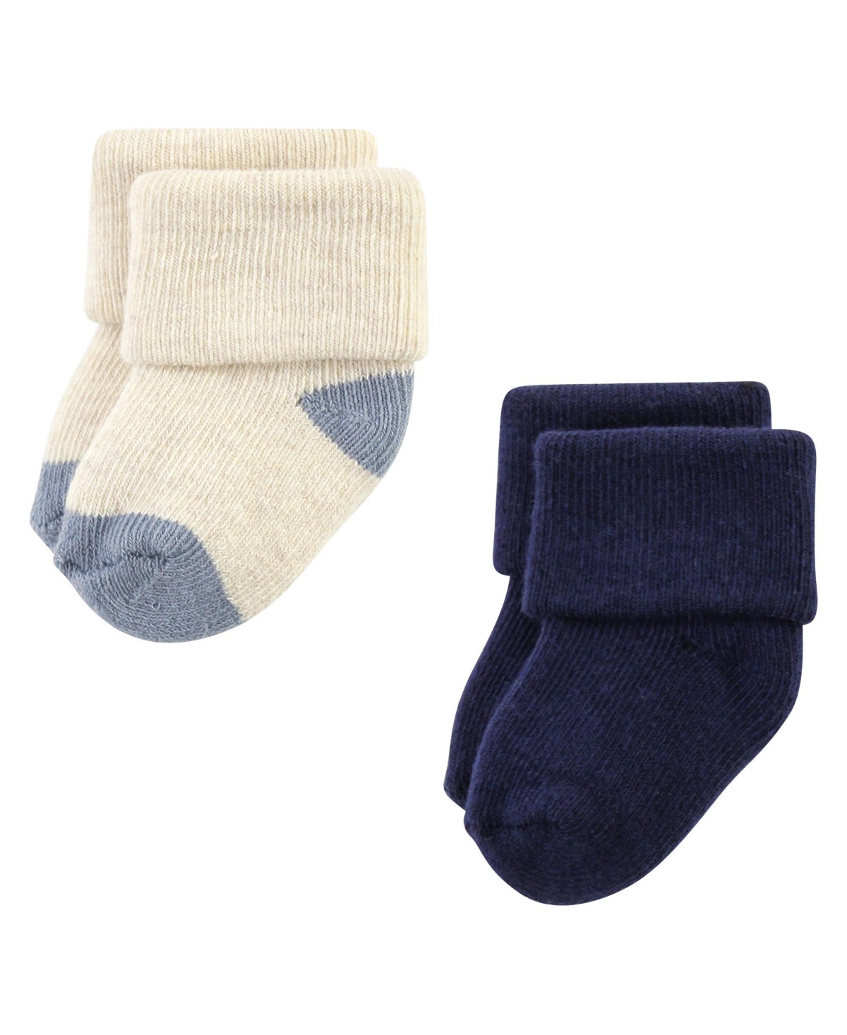 Hudson Baby Baby Boys Cotton Rich Newborn and Terry Socks,- Navy taupe