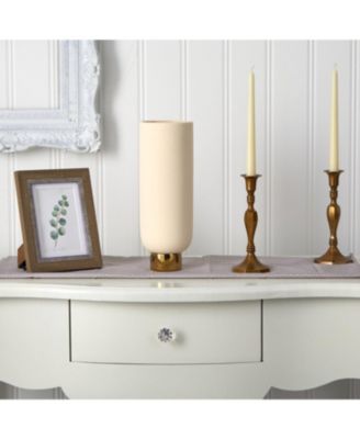 12.75" Elegance Ceramic Cylinder Vase with Gold Accents