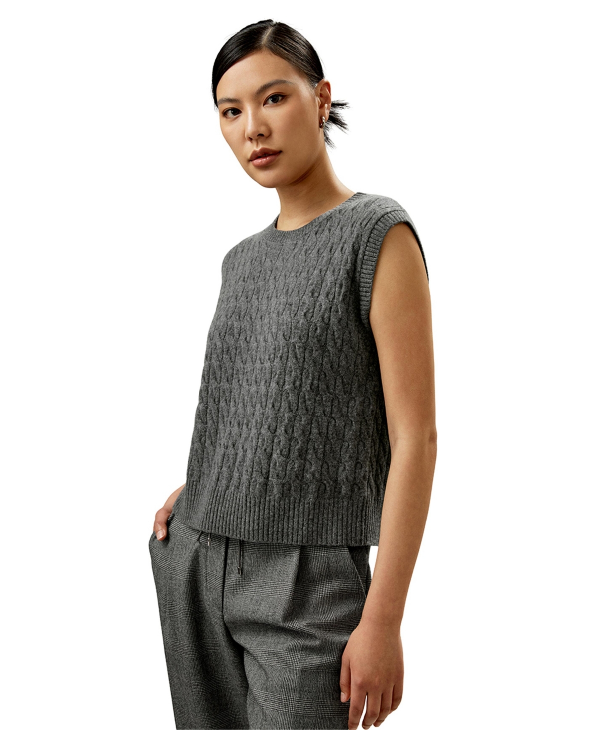 Sleeveless Cashmere Vest for Women - White