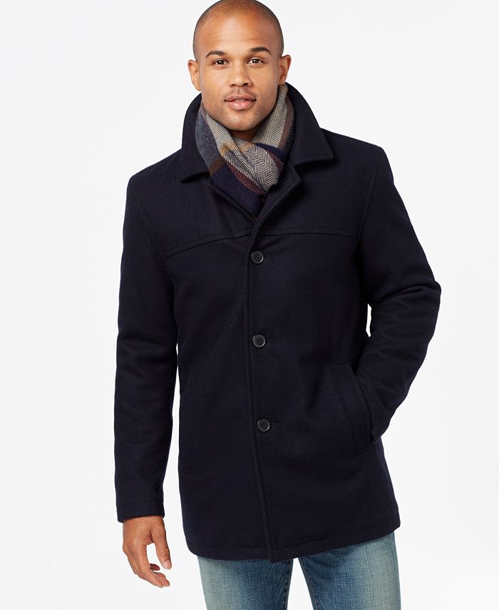 Tommy Hilfiger Men's Big & Tall Melton Peacoat with Scarf - Macy's