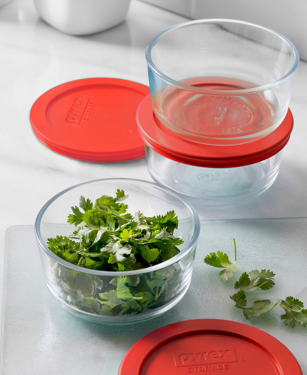PYREX 2-CUP ROUND GLASS STORAGE CONTAINERS, 3-PACK 