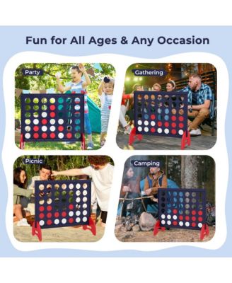 4-in-a-row Game Set with 42 PCS Chips & 600D Oxford Fabric Carrying Bag Wooden