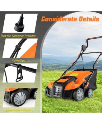 16-Inch Electric Dethatcher & Scarifier 15A 2-In-1 Lawn Dethatcher