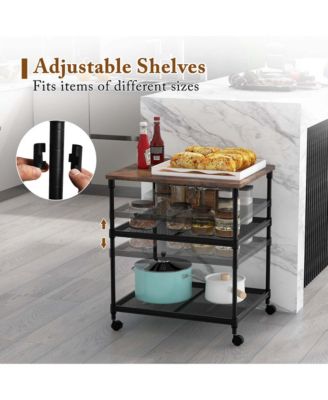 3-Tier Printer Stand Rolling Fax Cart with Adjustable Shelf & Swivel Wheel