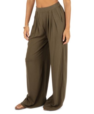Hurley - Juniors' Pull-On Wide-Leg Trouser Beach Pants