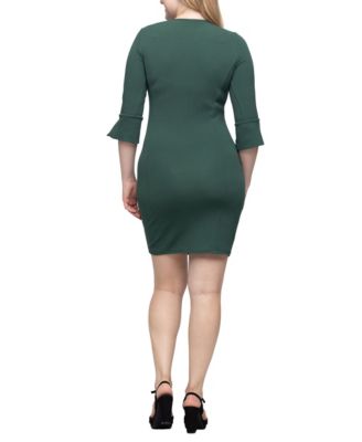 Women's Keyhole Three Quarter Sleeve Mini Dress