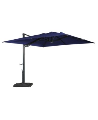 Boyel Living - 10 ft. 360 B0; Rotation Square Cantilever Patio Umbrella with Base and LED Light Navy blue
