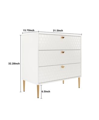 32"Tall 3-Drawer Storage Cabinet Dresser Chest