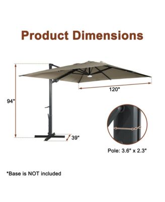 10 ft. 360° Rotation Square Cantilever Patio Umbrella with Base and BT