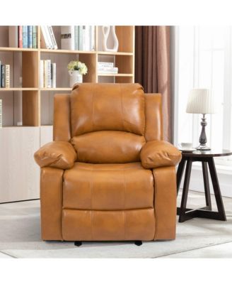 Heavy Duty Faux Leather 8-Point Massage Glider Recliner with Remote Control and Side Pocket