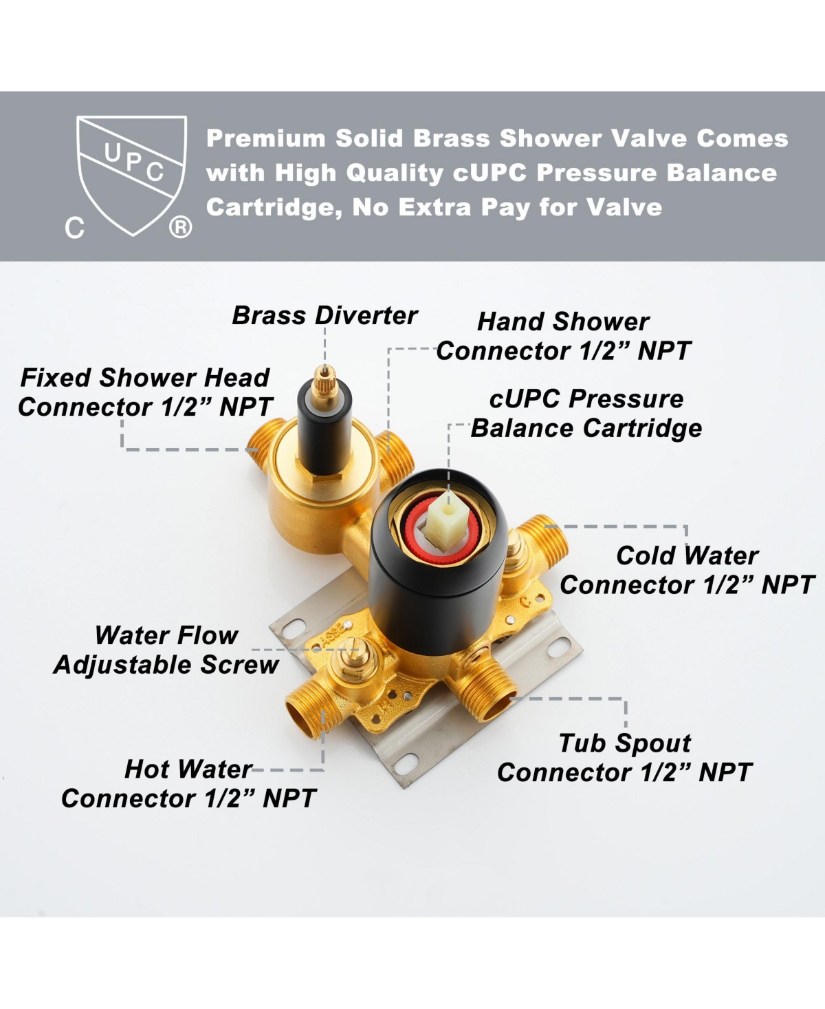 Boyel Living Ceiling Mount Single-Handle 1-Spray Tub and Shower Faucet with in. Fixed Shower Head (Valve Included)