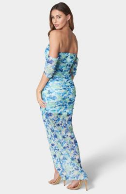 Women's Printed Off Shoulder Mesh Dress