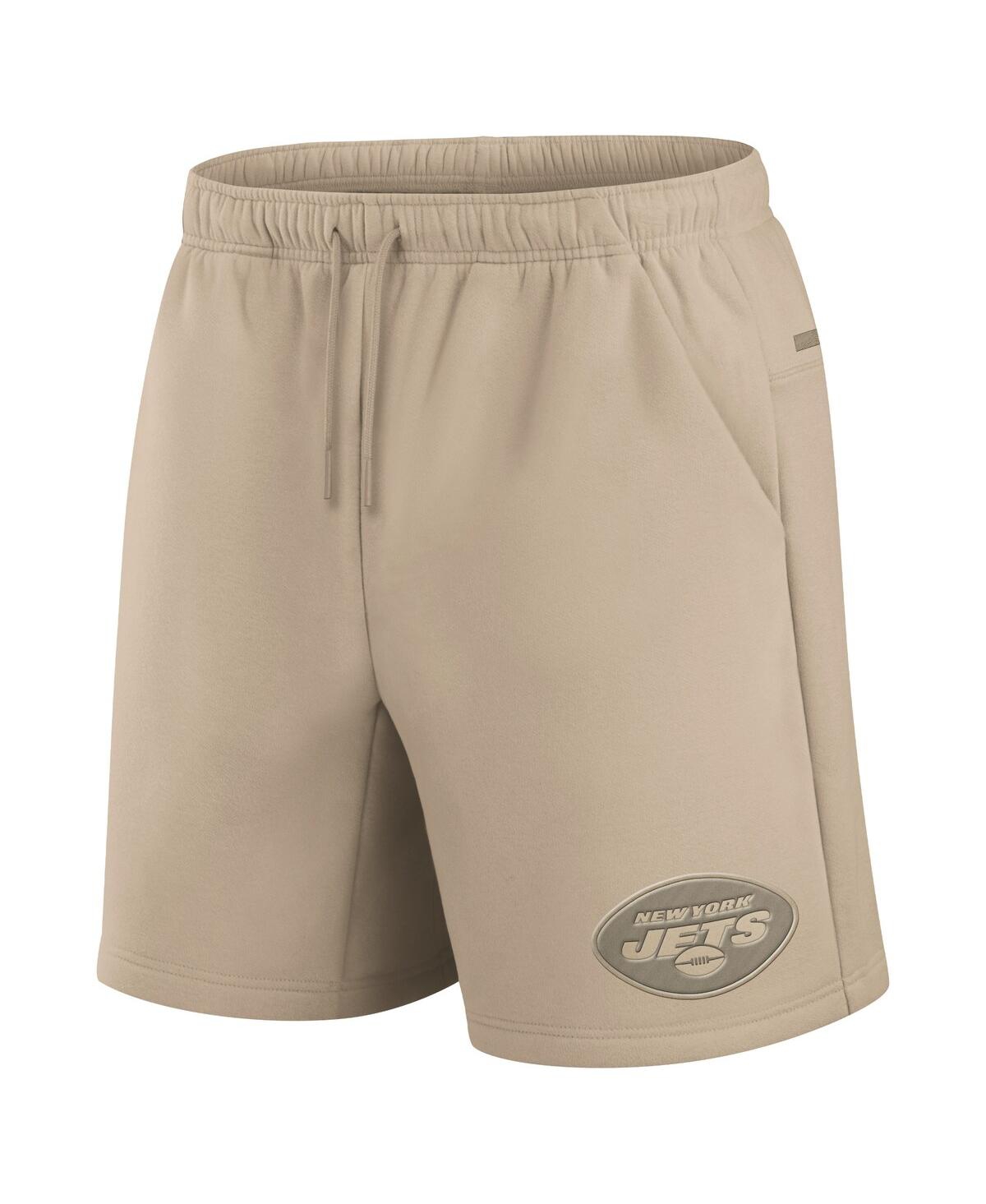 Fanatics Men's And Women's Khaki New York Jets Elements Super Soft Fleece Shorts In Khaki