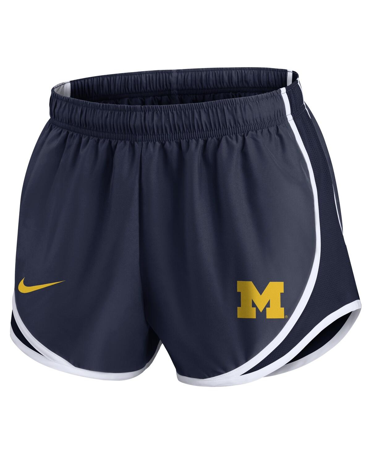 Nike Women's Navy Michigan Wolverines Primetime Tempo Performance Shorts In Navy,white