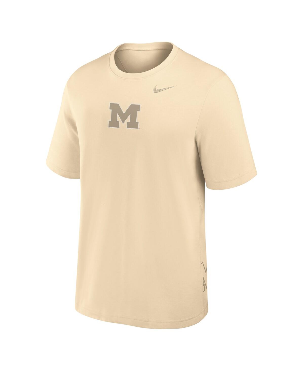 Nike Men's Cream Michigan Wolverines Primary Statement Two-hit Performance T-shirt In Cream