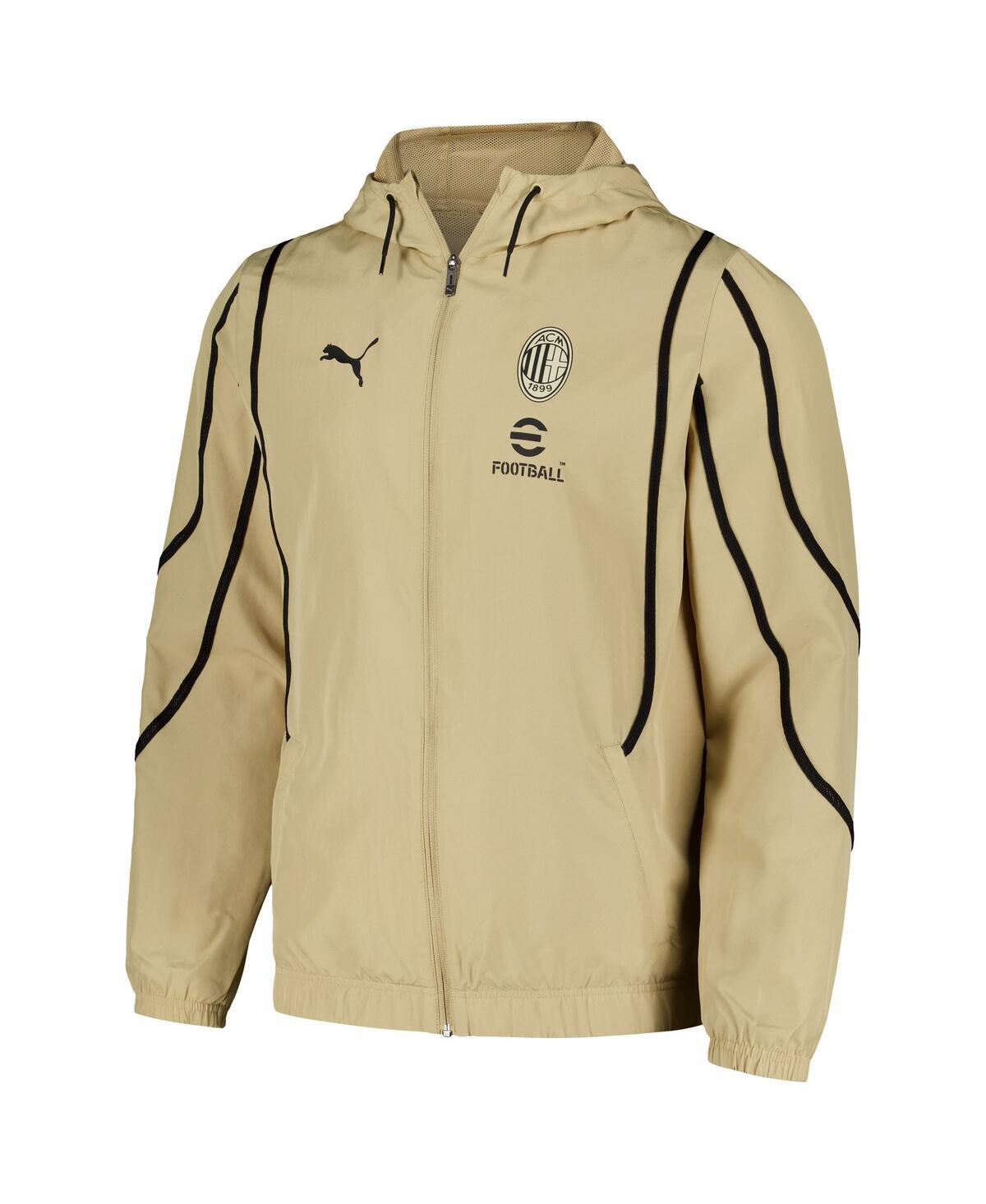 Puma Men'sAc Milan 2024/25 Pre-Match Anthem dryCELL Full-Zip Hoodie Jacket - Tan