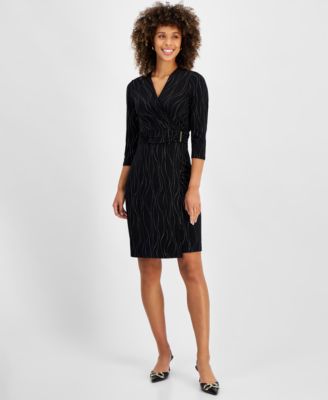 Macy's black wrap dress best sale