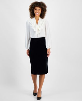 Kasper - Women's Pull-On Velvet Pencil Skirt