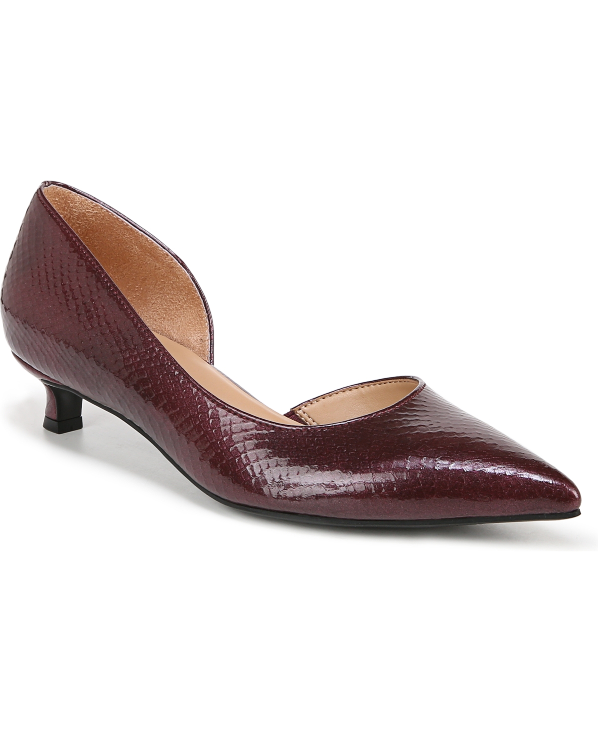 Naturalizer Gallent Kitten-heel Pumps In Cranberry Faux Patent