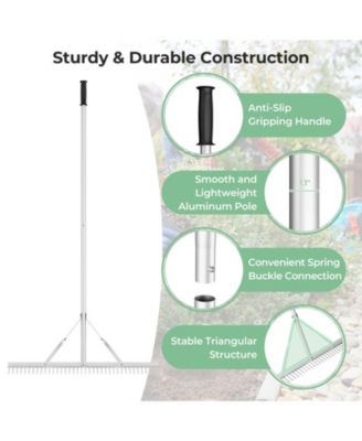Aluminum Rake with 36 Inch Wide Rake Head and 68 Inch Long Handle