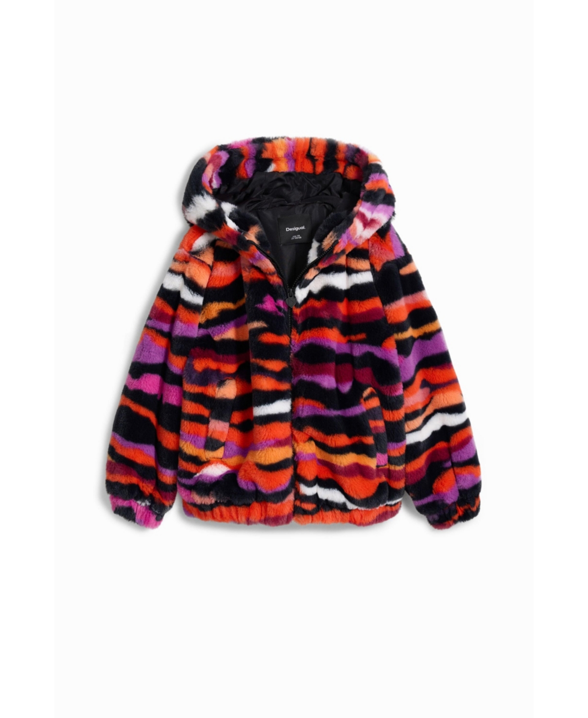 Desigual Girls Girls's Multicolored animal print faux fur jacket