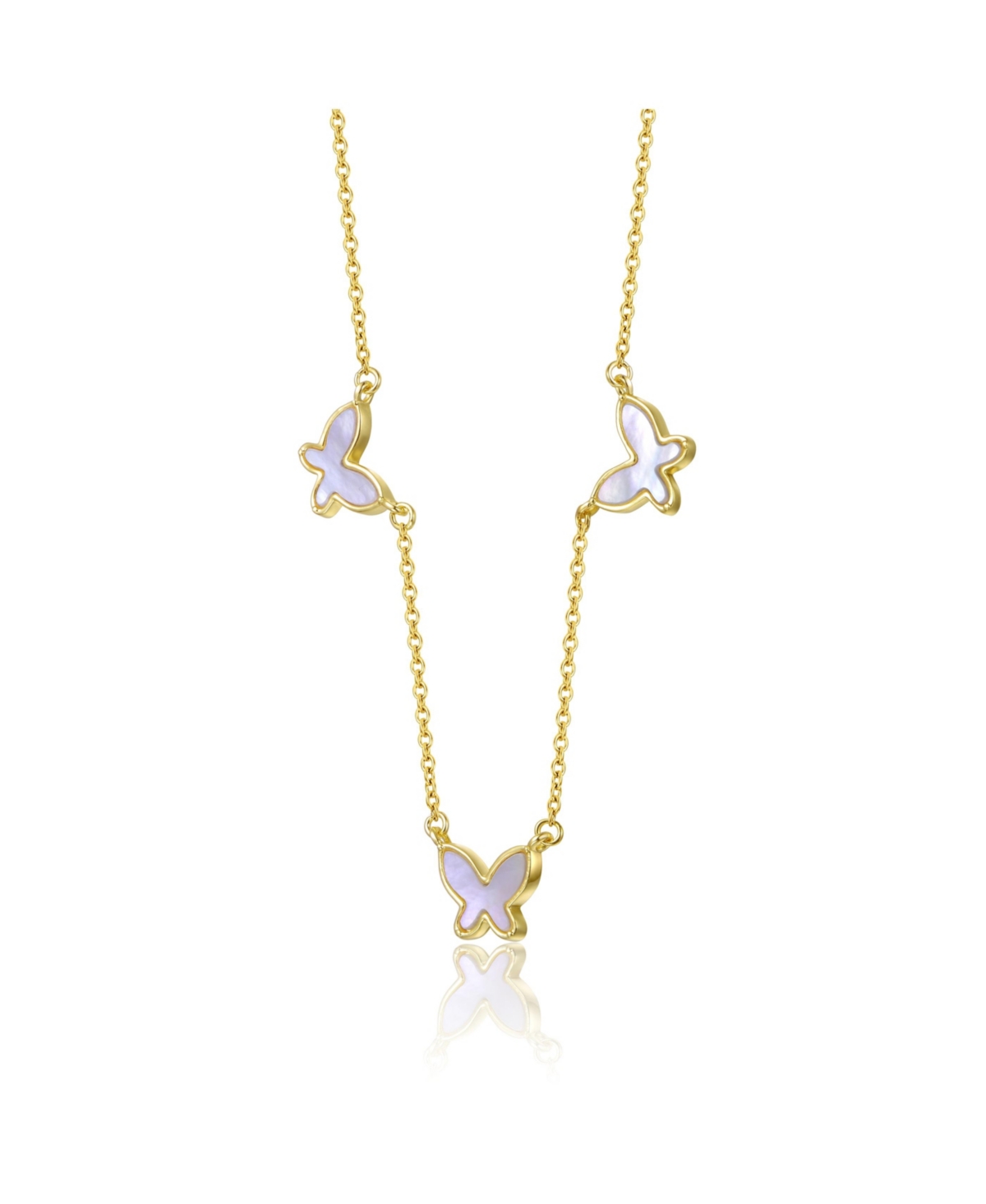 GiGiGirl Kids 14kPlated Mother of Pearl Triple Charm Butterfly Necklace - Gold