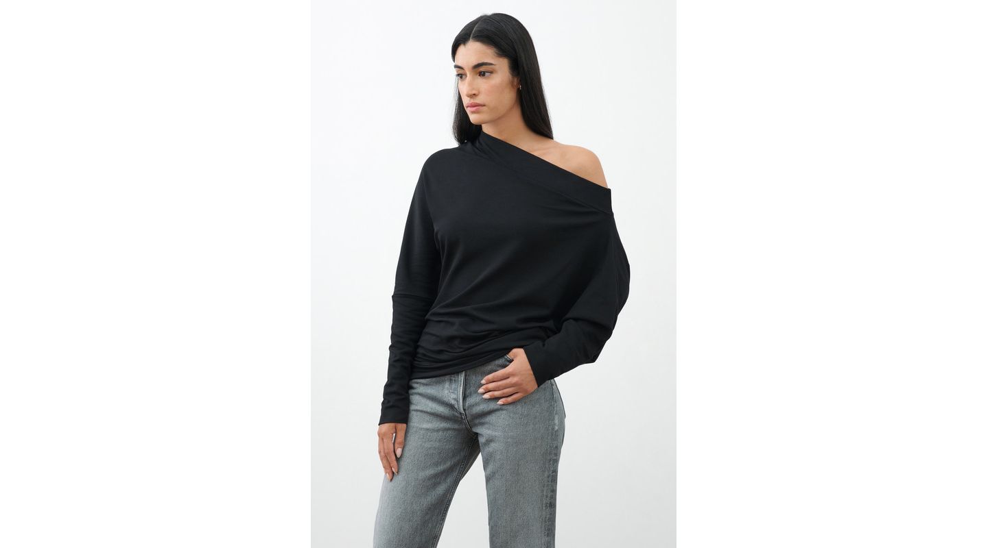 Женская толстовка Marcella Lauren Off-Shoulder Long-Sleeve Relaxed-Fit Casual, цвет: Чёрный — фото 3