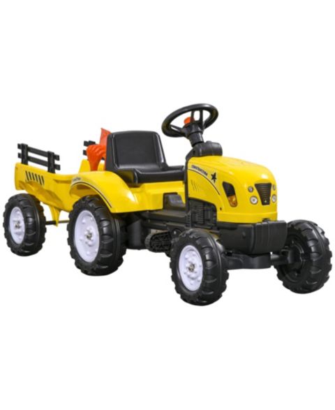 Детская игрушка Aosom Ride on Pull Tractor with Back Trailer, Metal, Shovel & Rake, 77-Lb. Capacity, Ages 3-4