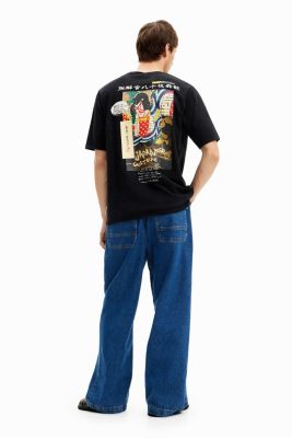 Men's Japanese-style illustration T-shirt