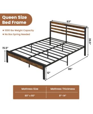 Twin Size Bed Frame with Charging Station and Storage Headboard