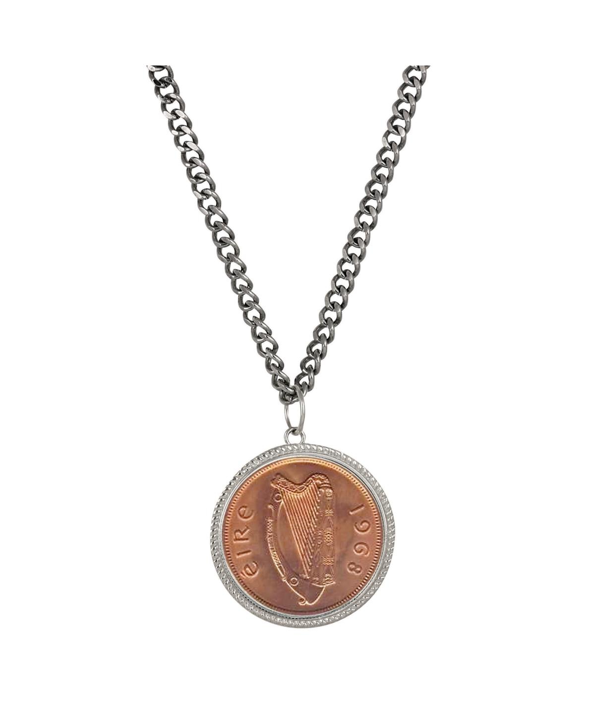Large Irish Penny Pendant with Curb Chain for Men - Open miscellaneous