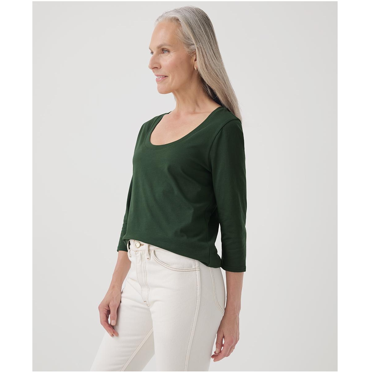 Pact Women's Organic Cotton Softspun Scoop Neck 3/4 Sleeve Tee