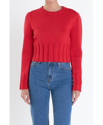 Fuzzy open back cropped sweater