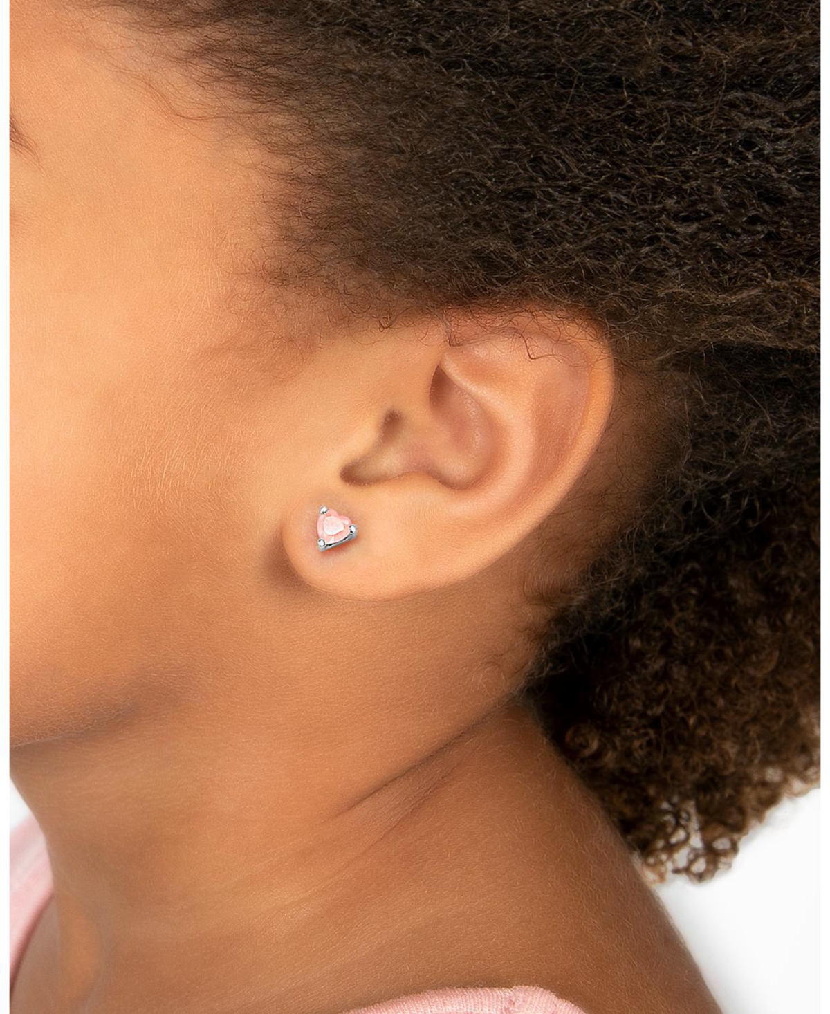 Tiny Blessings Children's 14K Gold Pink Dazzling Heart Studs Girls' Screw Back Earrings - 14k white gold