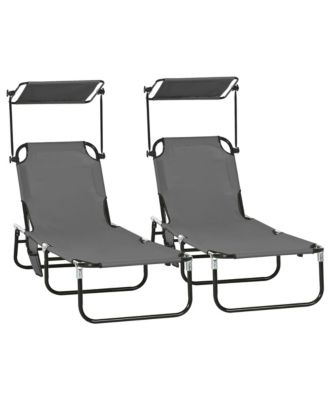 2-piece Chaise Lounge w/ Adjustable Backrest and Sunshade,