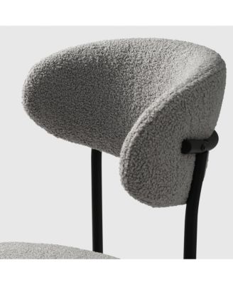 Mid-Century Modern Upholstered Sherpa Round Dining Chairs (Set of 2)
