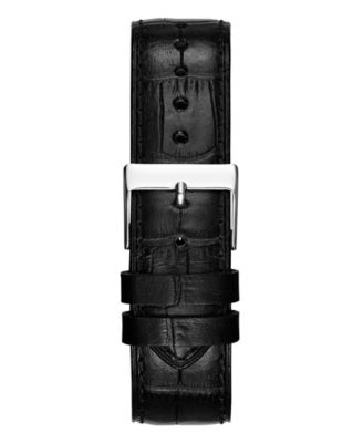 Men's Analog Black Leather Watch, 44mm