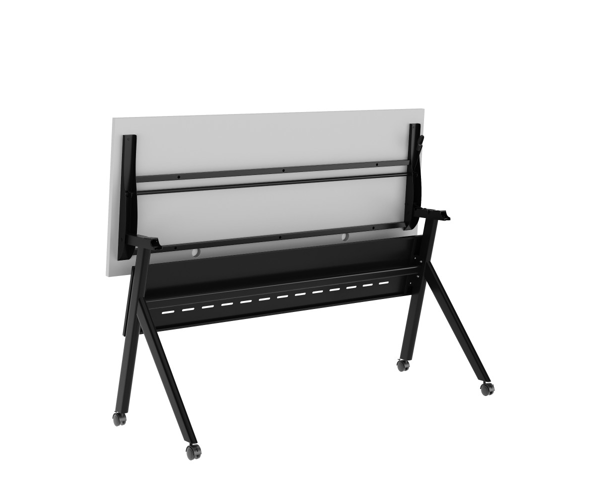 Emma+Oliver Griffin Heavy-Duty Flip Top Training Table With Nesting Design, Privacy Panel, Y-Legs, Tabletop, Metal Frame -black frame