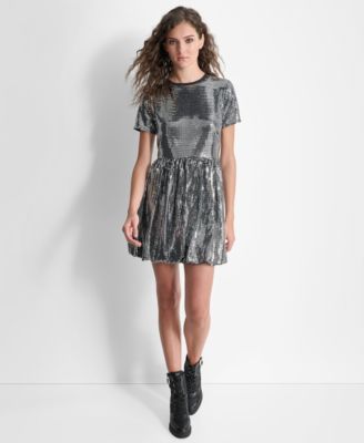 DKNY - Women's Sequin Bubble Skirt Mini Dress
