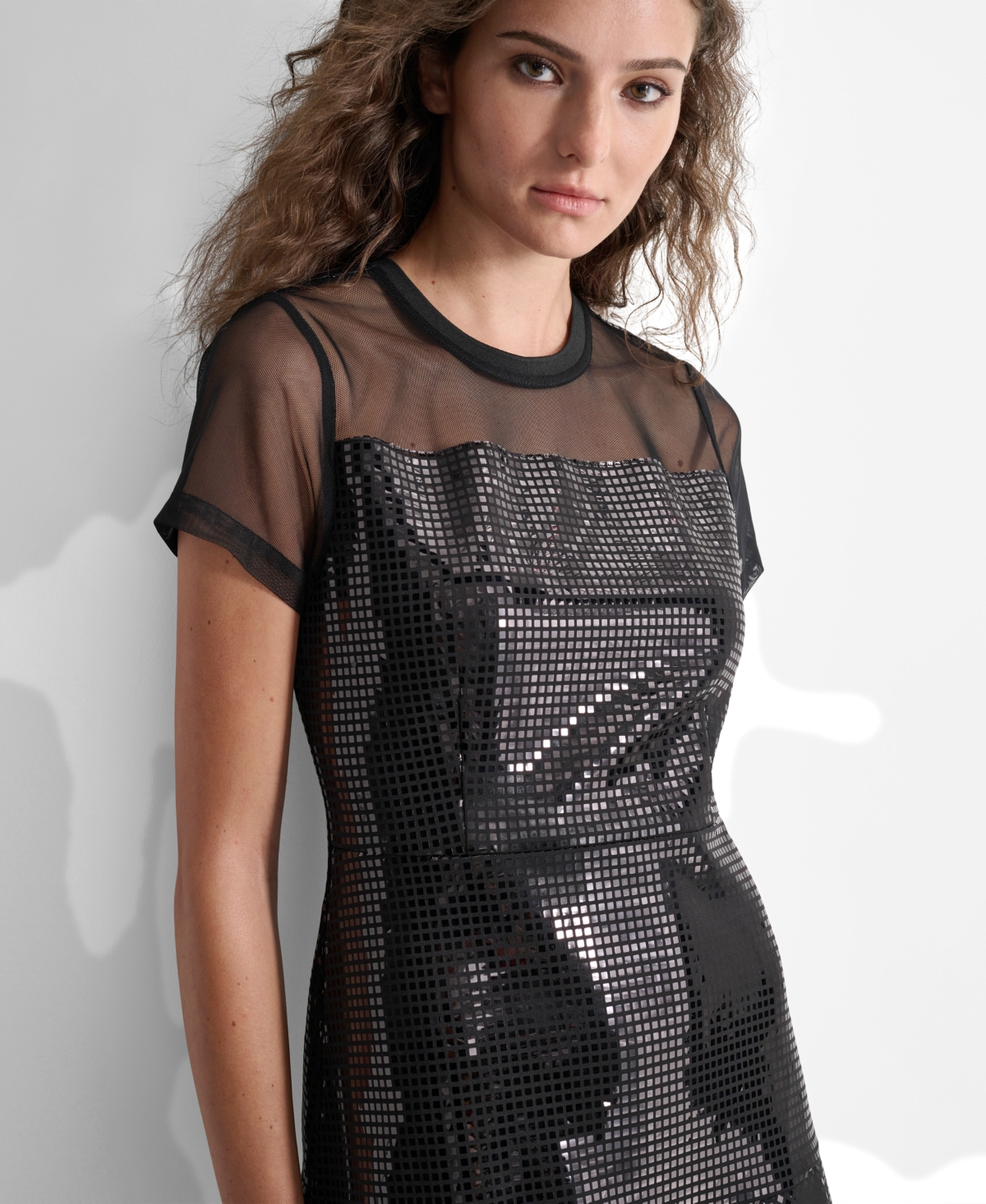 Dkny Women's Sequin Ruffled-Hem Mini Dress -black
