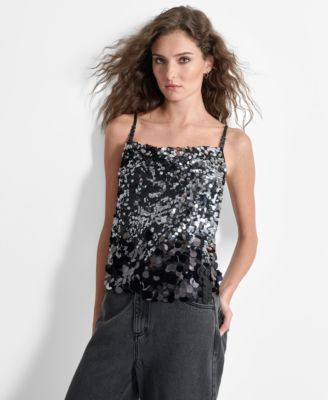 DKNY - Women's Sequin Multi Scale Camisole Top
