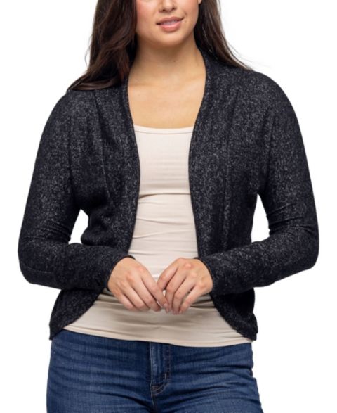 Женские болеро 24seven Comfort Apparel Curved Hem Open Front Long Bolero Shrug, цвет: Чёрный