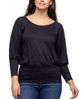 Women's Round Neck Long Sleeve Banded Bottom Top