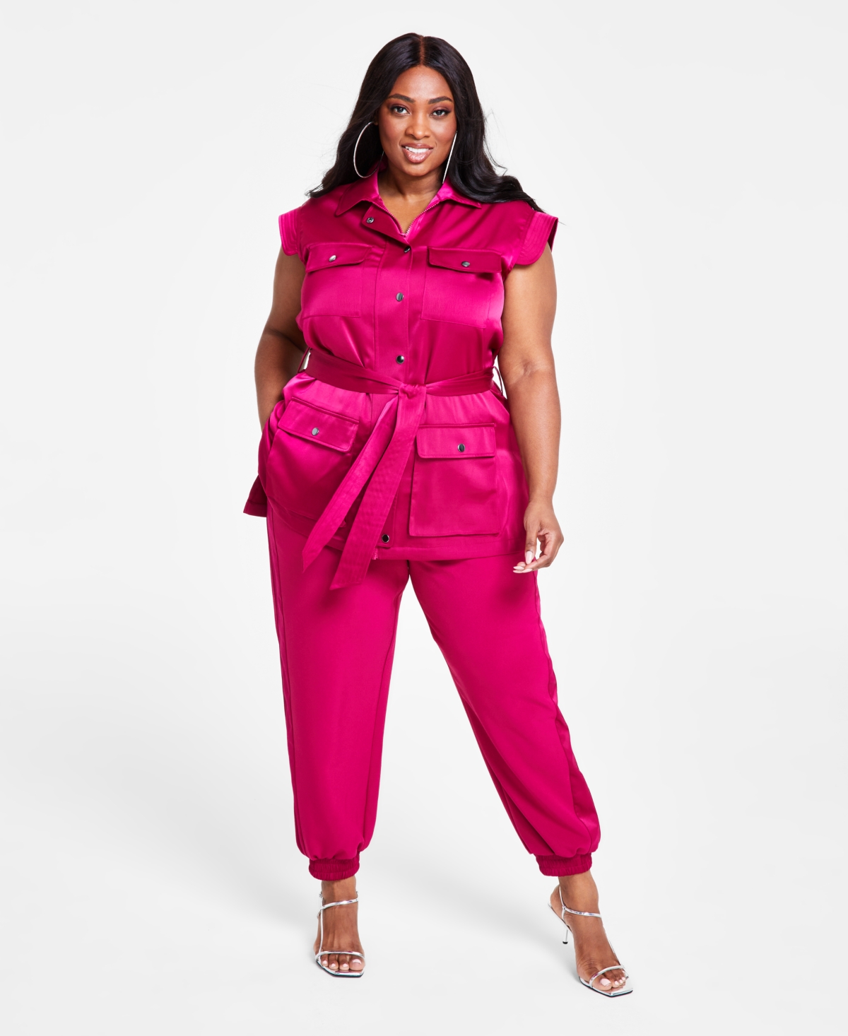 Nina Parker Trendy Plus Size Tie-Waist Utility Vest