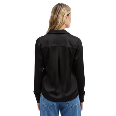 Women's Button Front Satin Blouse