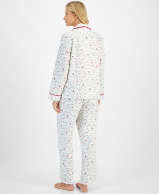Petite Women's Long-Sleeve Cotton Flannel Packaged Pajama Set, Created for Macy's 