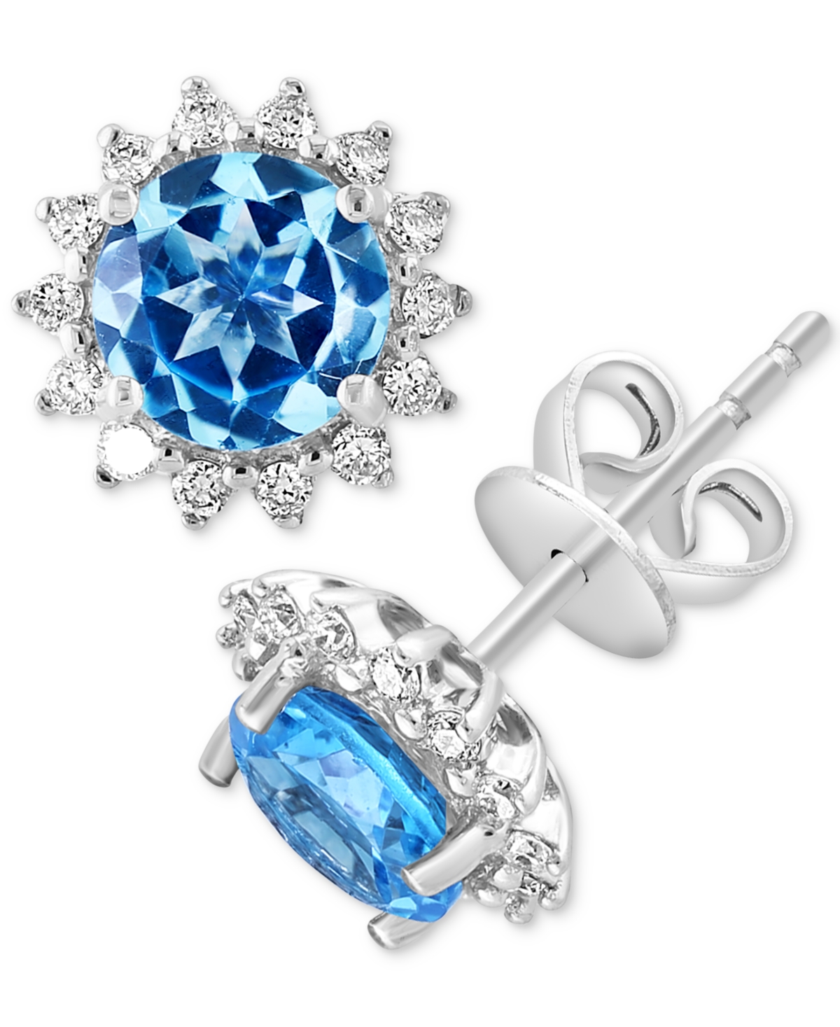 Effy Collection Effy Amethyst (1-5/8 Ct. T.w.) & Diamond (1/5 Ct. T.w.) Halo Stud Earrings In 14k Rose Gold (also In In Blue Topaz