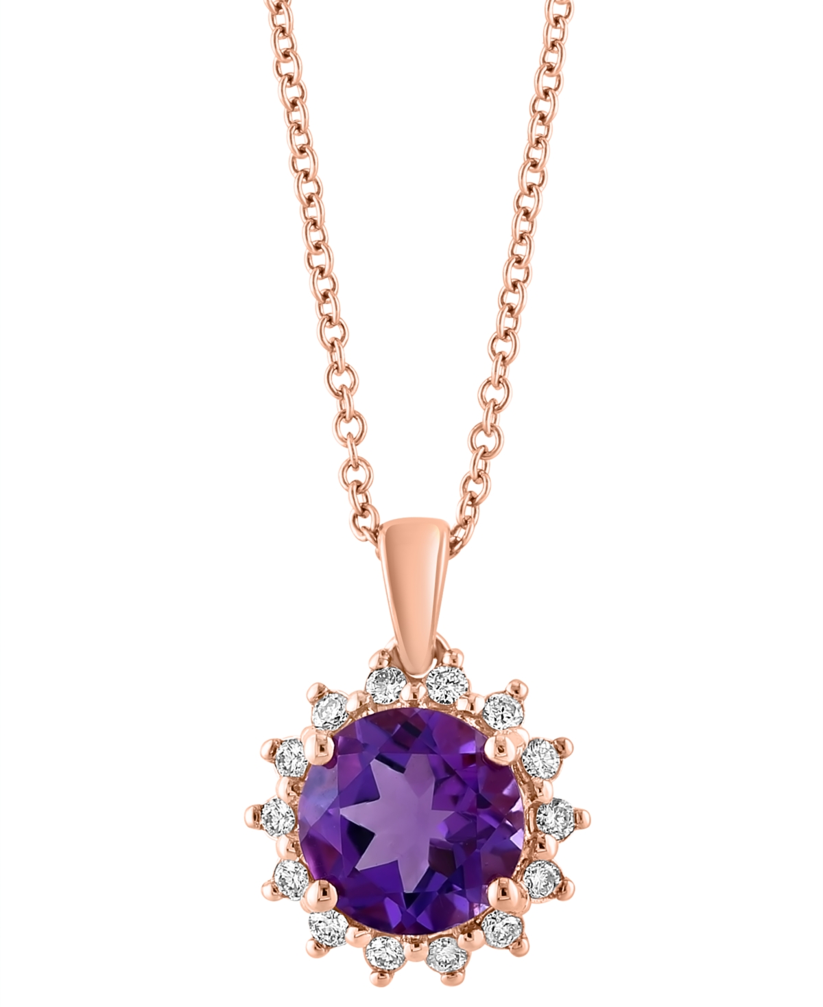Effy Collection Effy Amethyst (1-7/8 Ct. T.w.) & Diamond (1/6 Ct. T.w.) 18" Pendant Necklace In 14k Rose Gold (also In Citrine